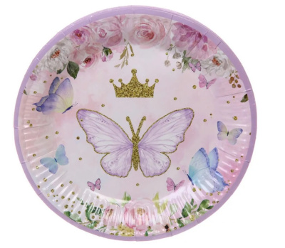 Тарелка бумажная 18 см в наборе 10 шт "Волшебные бабочки" (1/300)