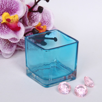 Подсвечник "Oasis-Cube" 6*6см цвет голубой (1/6)