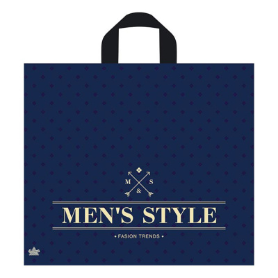 Пакет Менс стиль синий с петлевой ручкой, 34*40 см, 70 мкм ПВД(1/50)