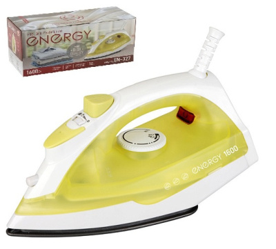 Утюг ENERGY EN-327 желтый (1600Вт, пар, спрей, пар.удар, самооч., тефлоновая подошва) (1/20)