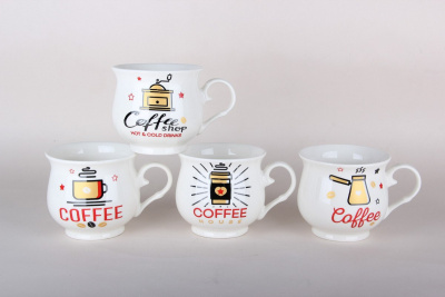 Кружка 410мл микс (4диз) фарф (12/48)