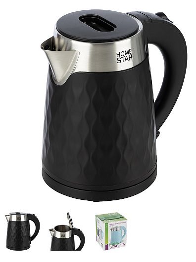 Чайник 1,7л Homestar HS-1021 черный, двойной корпус (1/12)