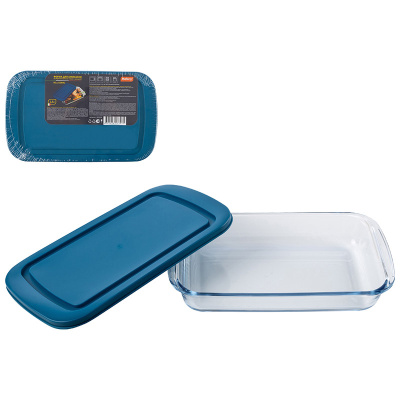 Форма для запекания 1,6л BELLISSIMO с пласт крышкой, из боросиликатного стекла (1/6)