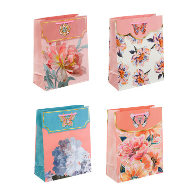 Пакет подарочный, бумажный, 18x23x8 см, 4диз бабочка LADECOR (12/12)