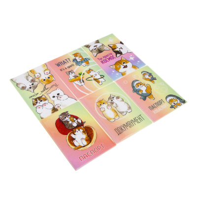 Обложка на паспорт с блестками, ПВХ, 13,6х9,5см, 6диз (12/12)