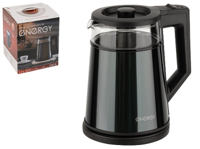 Чайник 1,2л Energy E-200 стекло, серый, двойной корпус (1/12)