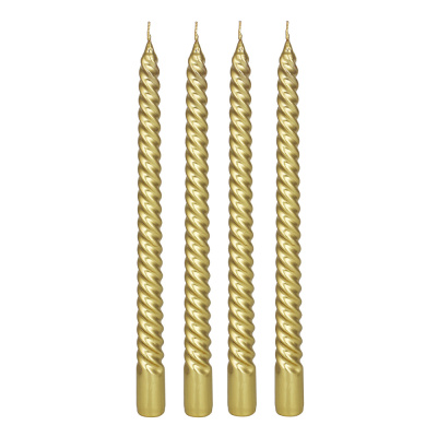 Набор витых свечей, 4 шт, 25 см, цвет золото.LADECOR (1/56)
