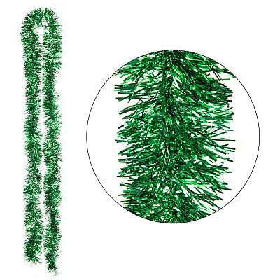 Мишура SYMTA-1623189, длина 2м 6 слоев, цвет зеленый,ПЭТ (1/12)