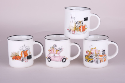 Кружка 310мл микс (4диз) фарф (12/72)