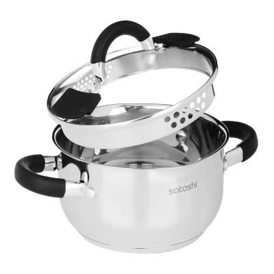 Кастрюля 16х9,5см, 1,8л, со стекл. крышкой, индукция SATOSHI Арбон (1/6)