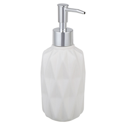 Дозатор д/жидкого мыла, керамика, 7x7x18 см, ромбы, молочный VETTA (6/24)