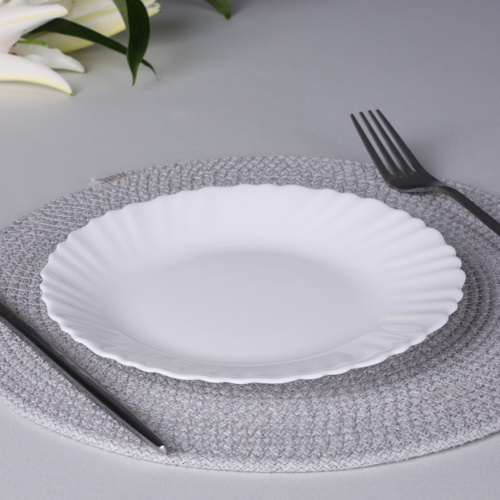 Тарелка 19см десертная, опаловое стекло, MILLIMI Бьянко Плюс (6/72)