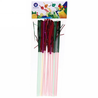 Трубочка д/коктейля  5*240мм в наборе 12 шт "Дождик", полосатые (12/12)