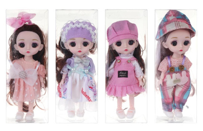 Кукла шарнирная с чудными глазами, 15 см, в ПВХ боксе, PVC, PP, 6,5х10х30 см, 4диз ИГРОЛЕНД (1/240)