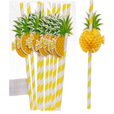 Трубочка д/коктейля "Тропический ананас", 20 см (набор 10 шт), микс (1/1)