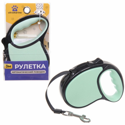 Поводок-рулетка "Верный друг" 3м до 10кг цвет бирюзовый (1/36)