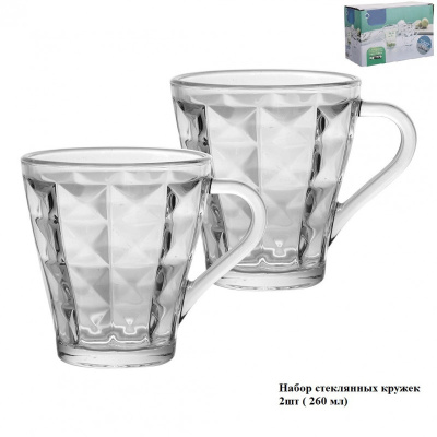Набор кружек 260мл 2пр (стекло) (1/36)