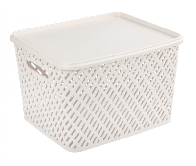 Корзина "Плетенка" 350х290х225мм (с крышкой)(бежевый) пласт.(уп.7)