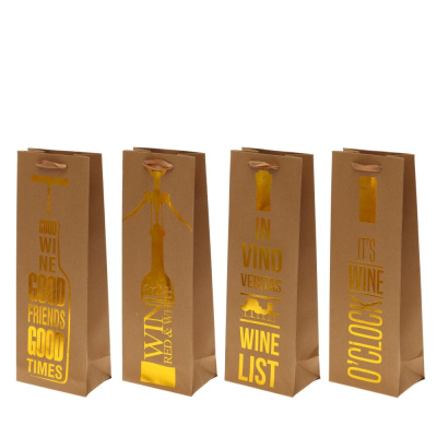 Пакет подарочный для бутылок (бумага, плотность 300г/м2, блок 12шт), L12,5 W8,5 H36см (4в) (12/12)
