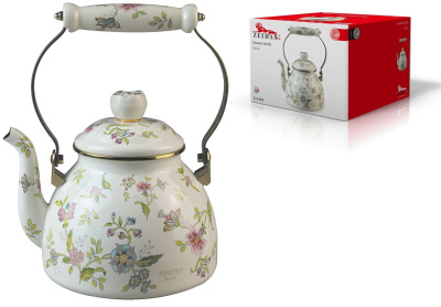 Чайник 2,6 л, эмалированная сталь, комбин.ручка,"под золото", внутреннее эмалир. покр. п/у(12)