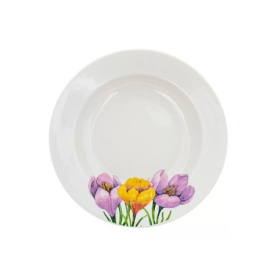 Тарелка глубокая диам. 200 мм Гладкий край Крокусы (фарфор) , р.4 (24)