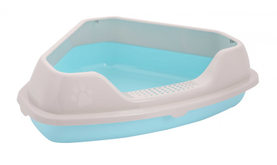 Лоток ALTA "Мур-мяу" угловой (с бортом)(555х415х150 мм)(голубой) (уп.12)