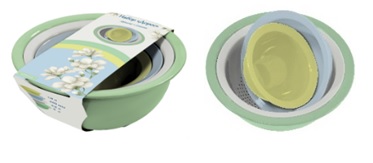 Набор "Дорос" дуршлаг д260мм + 3 миски (5л+2,2л+1,3л)цв.Микс (1/6) 