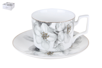 Пара чайная Apple bloom 230мл ф.круг. п/уп (фарф.) (1/24)