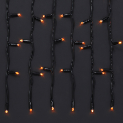 Эл.гирлянда бахрома уличная, 3x0.6х0.4м, 100LED, желтый,пост свеч,ПВХ черный,коннект,IP65,220В(1/14)