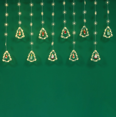 Гирлянда бахрома "Елочки и рождество" 120LED, 3х0.5х0.7м,шамп,8 реж,ПВХ проз,220В(31В) СНОУ БУМ (1/1