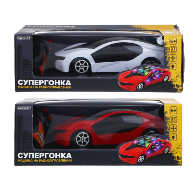 Машина "Супергонка" на радиоуправл., 2-канал. пульт,свет,5АА,PP, 23,5x11,5x8,5 см, 3диз (1/36)
