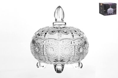 Ваза сервировочная с крышкой 10.7*13.2 см (стекло) (1/36)