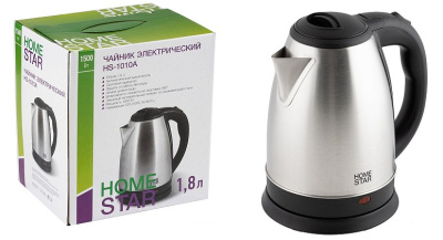 Чайник 1,8л Homestar стальной, 1500В автооткл, защита от раб.без воды, поворот 360 (нжс)(1/12)