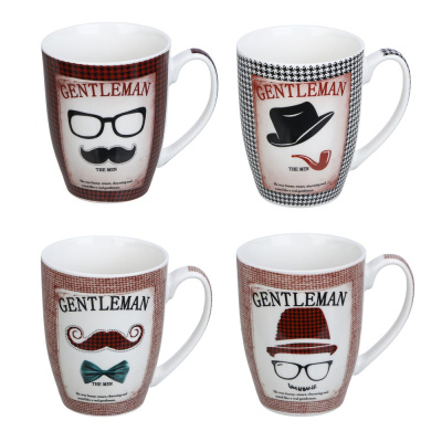 Кружка 350мл, фарфор, "Лица", 4 диз (8/48)