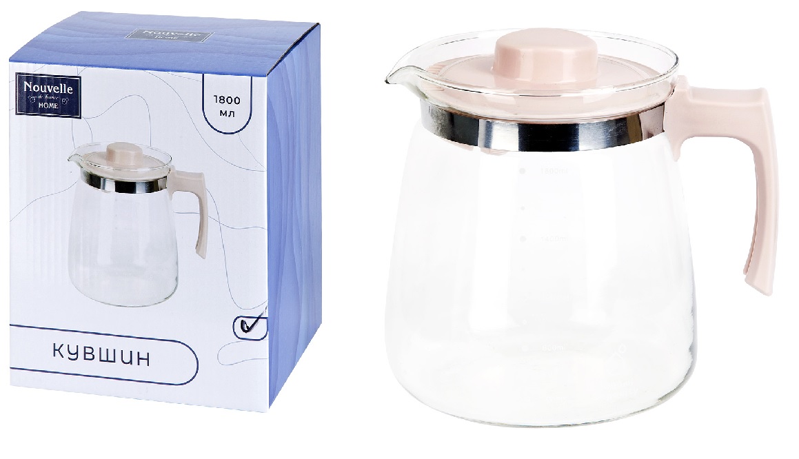 Кувшин 1800мл с крышкой-фильтром п/у бор.стекло (30)