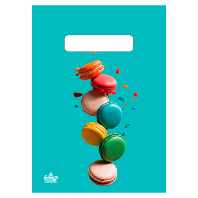 Пакет Печеньки Макарон с вырубной ручкой, 30*20 см, 30 мкм ПВД (100/3000)