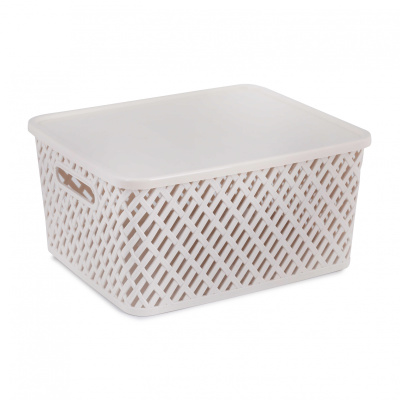 Корзина "Плетенка" 350*290*175мм с/кр (бежевый) пласт.(8)