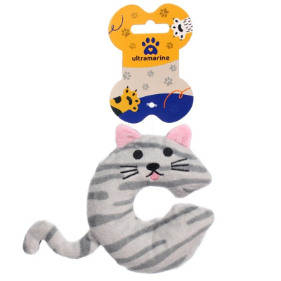 Игрушка д/кошек мягкая "Котик", цвет серый, 9,4*11,5см (1/1)