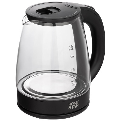 Чайник 1,8л Homestar стекло, пластик, черный HS-1099 (1/12)