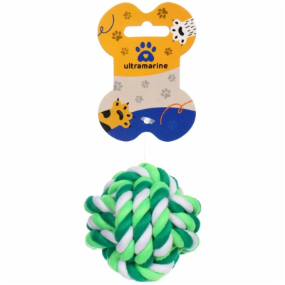 Игрушка - мячик д/собак средних и мелких пород "КАНАТНЫЙ ИГРУЛИК" d-7см, мультиц (1/12)