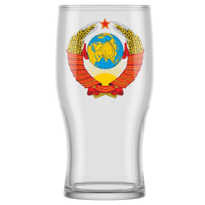 Бокал для пива 500мл. 2шт. арт. "Герб СССР" (стекло) (1/6)
