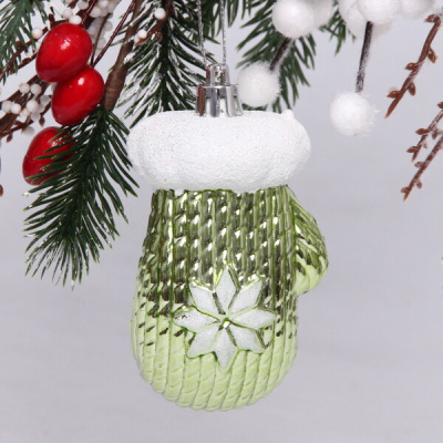 Ёлочная игрушка "Новогодняя варежка" 5*4*10 см, зелёный (пластик)(1/1)