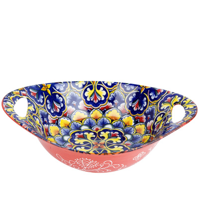 "Arabesque" Салатник овальный с ручками (красный) 22,5х15х6,5см (min8) (транспортная уп.)(8/48)