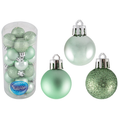 Набор шаров "Бирюза", 24шт, 3см,цв.св-зеленый (мат, глянец, блеск)(пласт.полиэст.)(1/1)