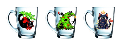 Кружка 300мл "Капучино" Озорные котики (стекло) (20/800)