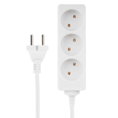 Удлинитель 3 гнезда, евро, макс. мощность1500Вт, 6A сеч. провода 0,75 кв.мм, 5м FORZA (1/30)