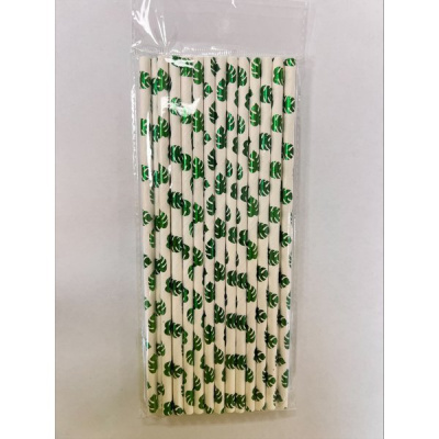 Трубочка д/коктейля "Листья" 19,5 см d-6 мм (набор 25 шт), зеленый (1/400)