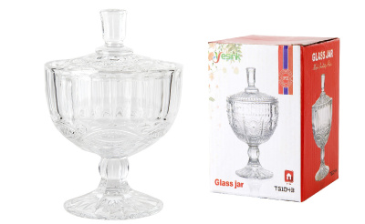 Сахарница с крышкой 9х14см (стекло) (п/у) (1/36)