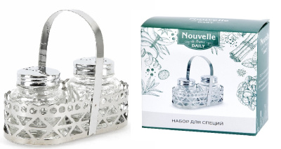 Набор д/специй солонка/перечница на м/п(стекло,нерж.) (96)