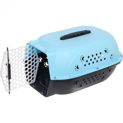 Переноска д/животных "ЛЮБИМЫЙ БРО", лапки, цвет голубой, 48*32*26см/до 7кг (Лейбл)(1/12)